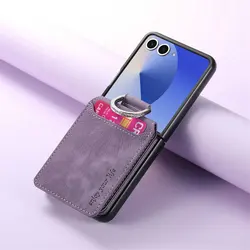 Luxury Leather Card Holder Case for Samsung Z Flip Series (PURPLE)