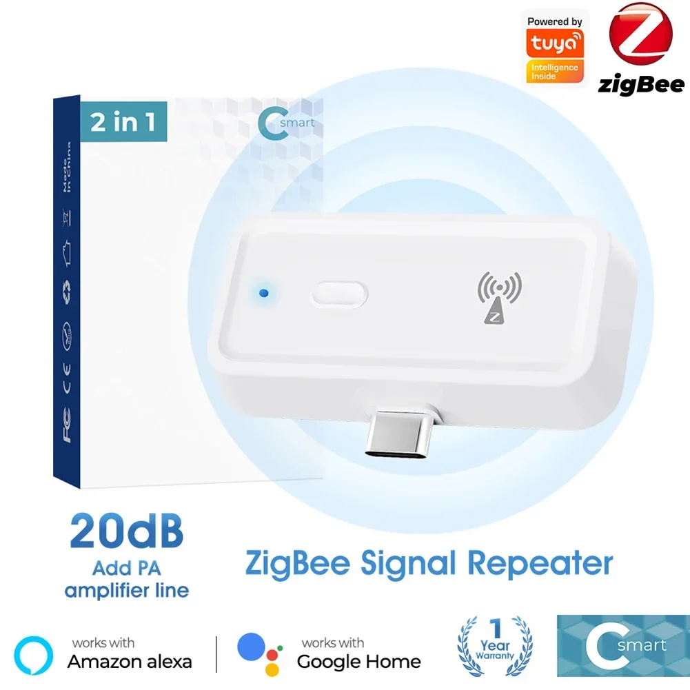 ZigBee amplificateur extension puissance de sortie jusqu'à 20db Type C amplificateur de Signal fonctionne pour Alexa Google Home appareils domotiques intelligents