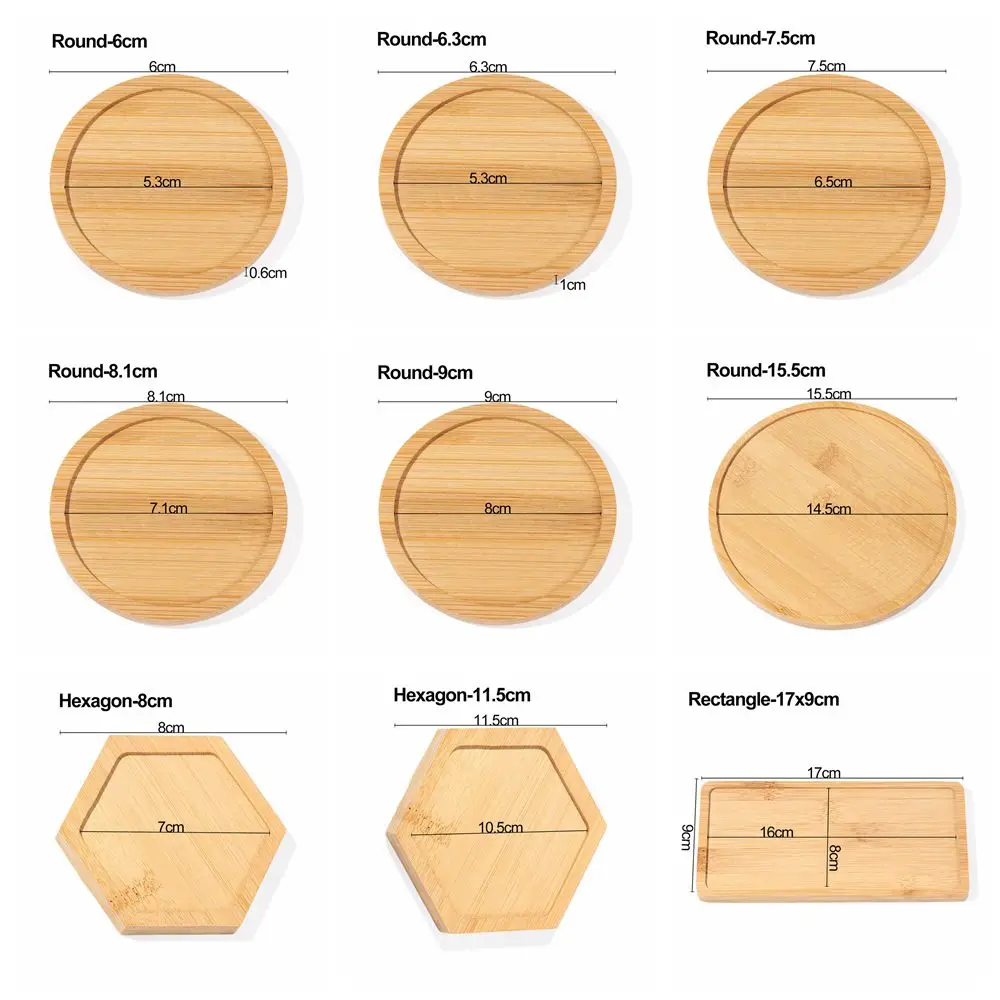 Gardening Supplies Succulents Bonsai Holder Home Decoration Flowerpot Base Hexagon Rectangle Bamboo Wood Tray Round Square plant stand plant pot rack flowerpot holder plant stand shelf