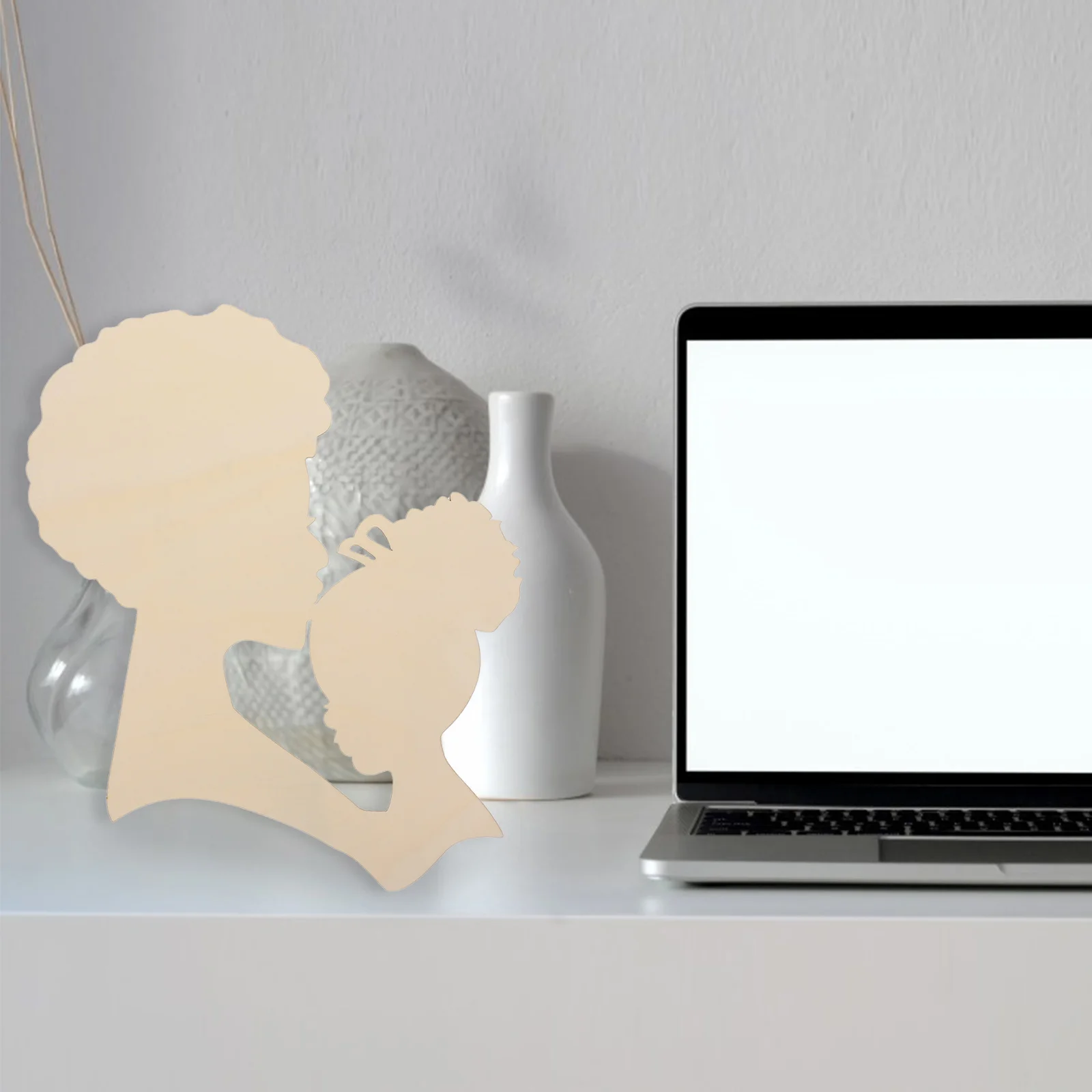 

Unfinished African Girl Cutouts Diy Wooden Women Head Shaped Slices Face Silhouette Drawing Painting Wreath Ornaments