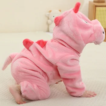 MICHLEY NEW Carnival Blue Dragon Baby Rompers Winter Costume Clothes Cartoon Jumpsuit Bodysuits Overall For Girl Boy Bebe 2-36M 2