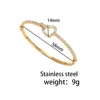 Simple Love Heart Shape Bracelet Stainless Steel Jewelry Exquisite Rhinestone Inlaid Gold Plated Bangles Valentine's Day Gift 3