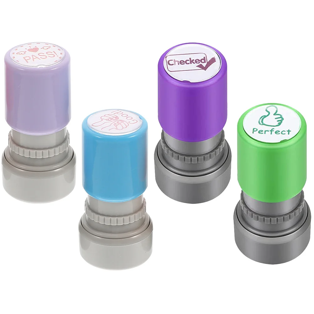 

4 Pcs Classroom Supply Encourage Cartoon Chapter for Craft School Simple Stamper Homework Primary