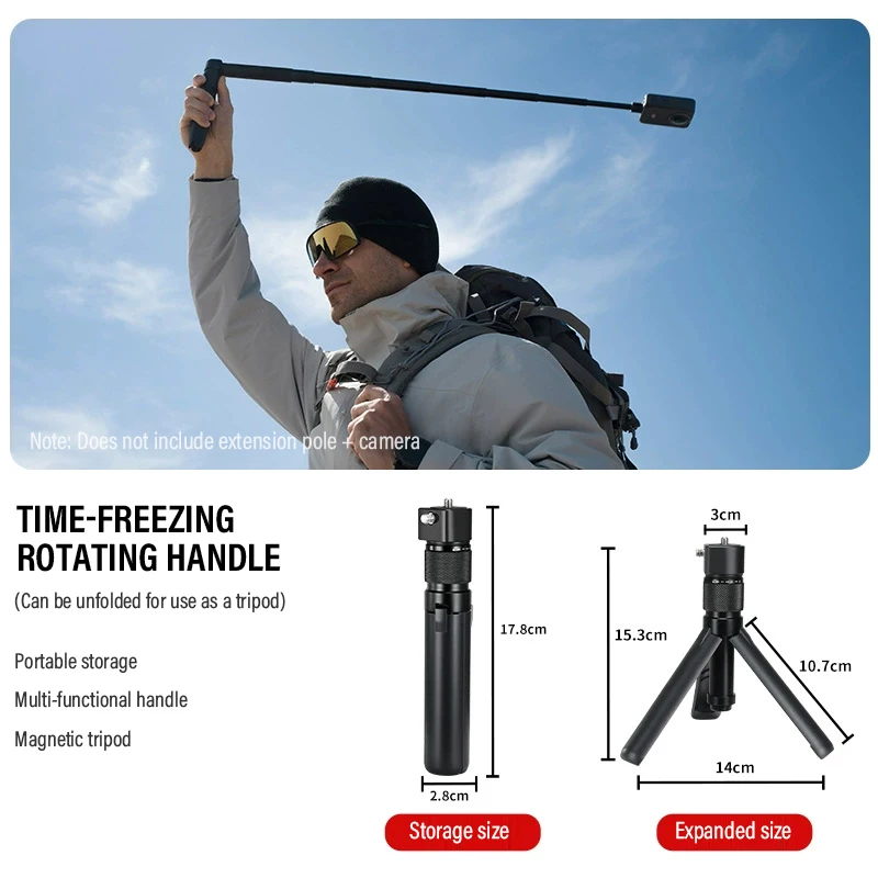 Invisible Selfie Stick with Bullet Time Rotating Handle and Tripod Stand