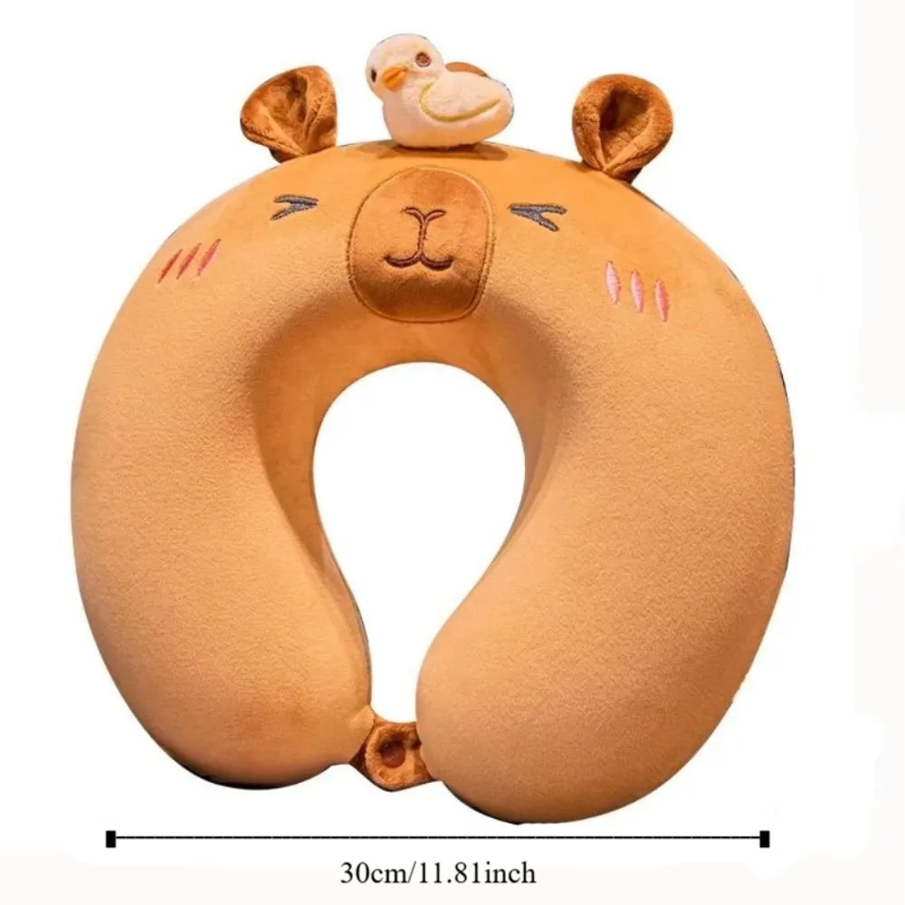 Capybara Travel U-Shaped Pillow Double-sided Animal Neck Support Cushion Washable Slow Rebound Napping Headrest Pad