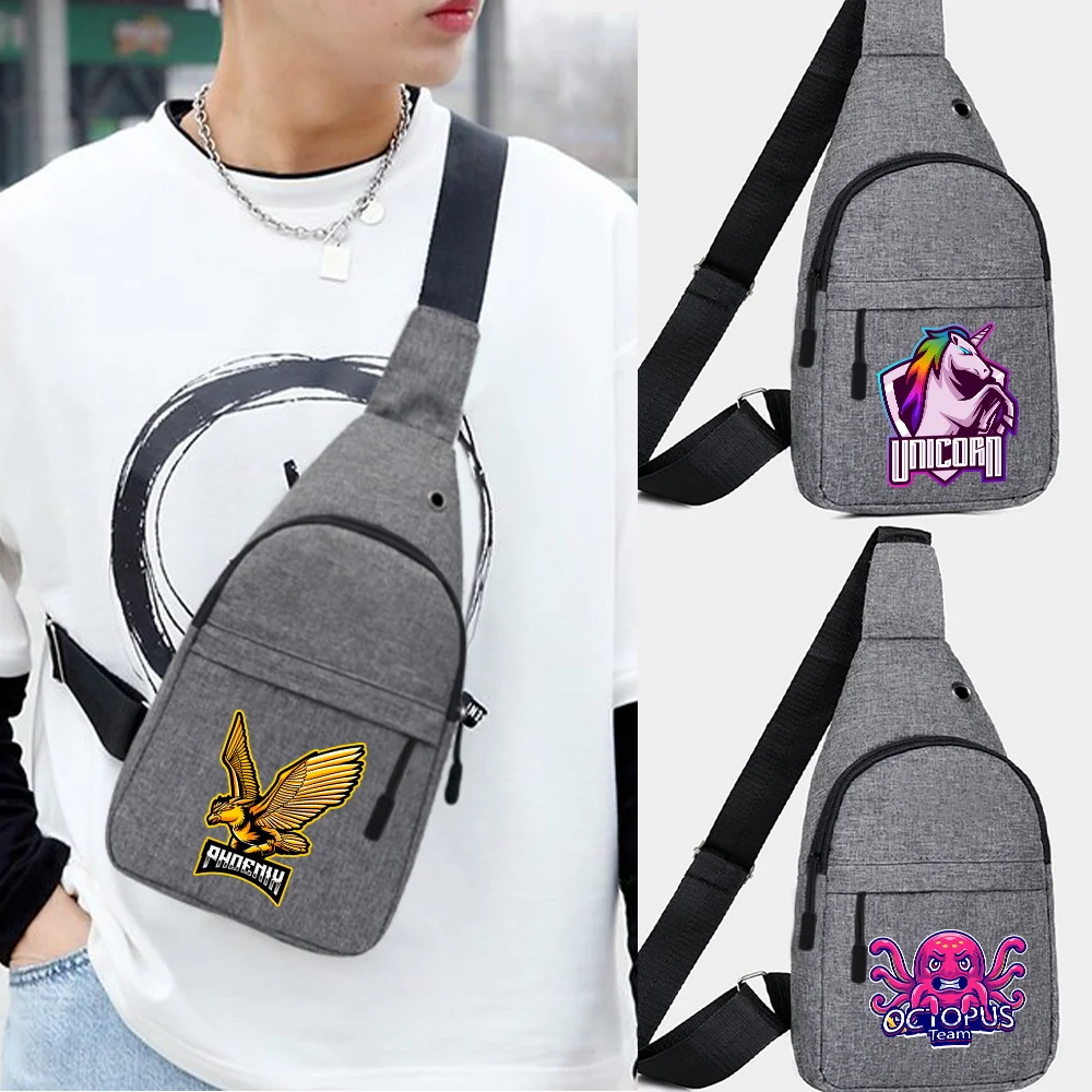 

Outdoor Men's Chest Bag Phone Pocket Cross Body Neck Side Shoulder Fanny Pack Small Handbag Teamlogo Print Crossbody Gym Bags