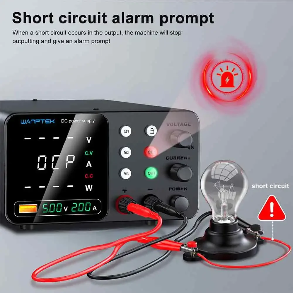 Wanptek 30V 5A 10A 60V 5A 120V 3A Lab DC Power Supply Adjustable Digit Display Memory Function Power Supplies Voltage Regulator