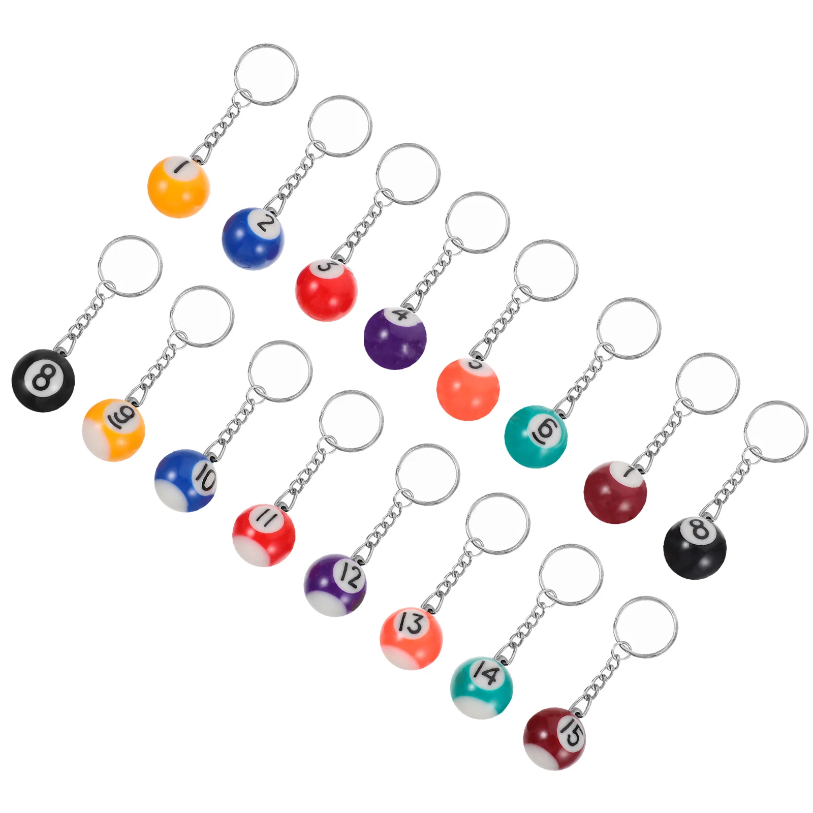 

16 Pcs Billiards Keychain Pool Player Gifts Small Keychains Hanging Decors Bowling Alloy Sports Miss Car