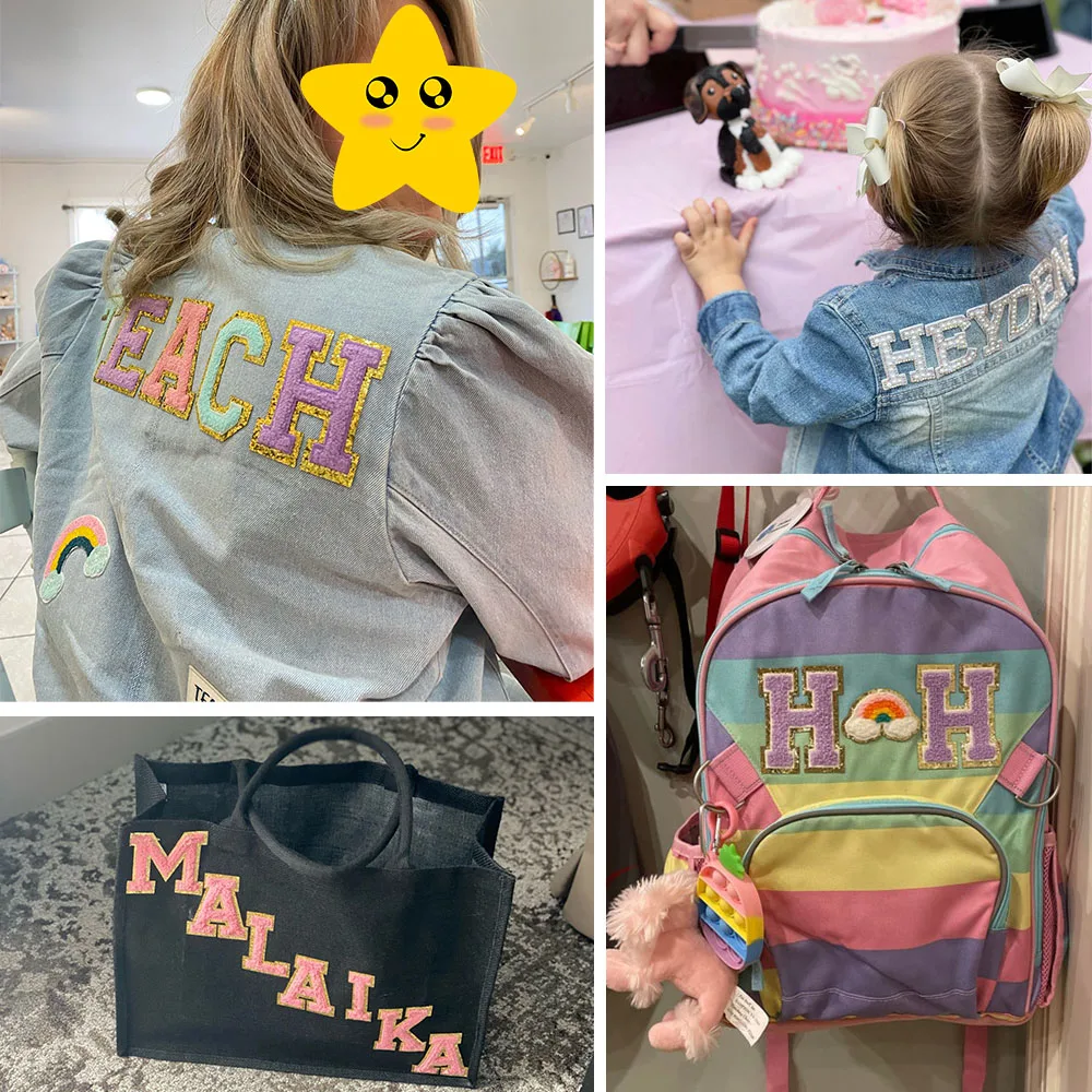 1Pc A-Z Chenille Letter Patches for Clothing Towel Embroidery Patches Iron on Appliques DIY Name Sewing Badges