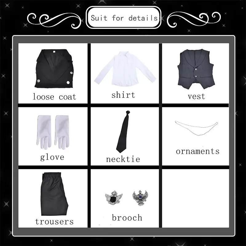 Black Butler-Inspired Sebastian Michaelis Butler Uniform Cosplay Costume for Unisex