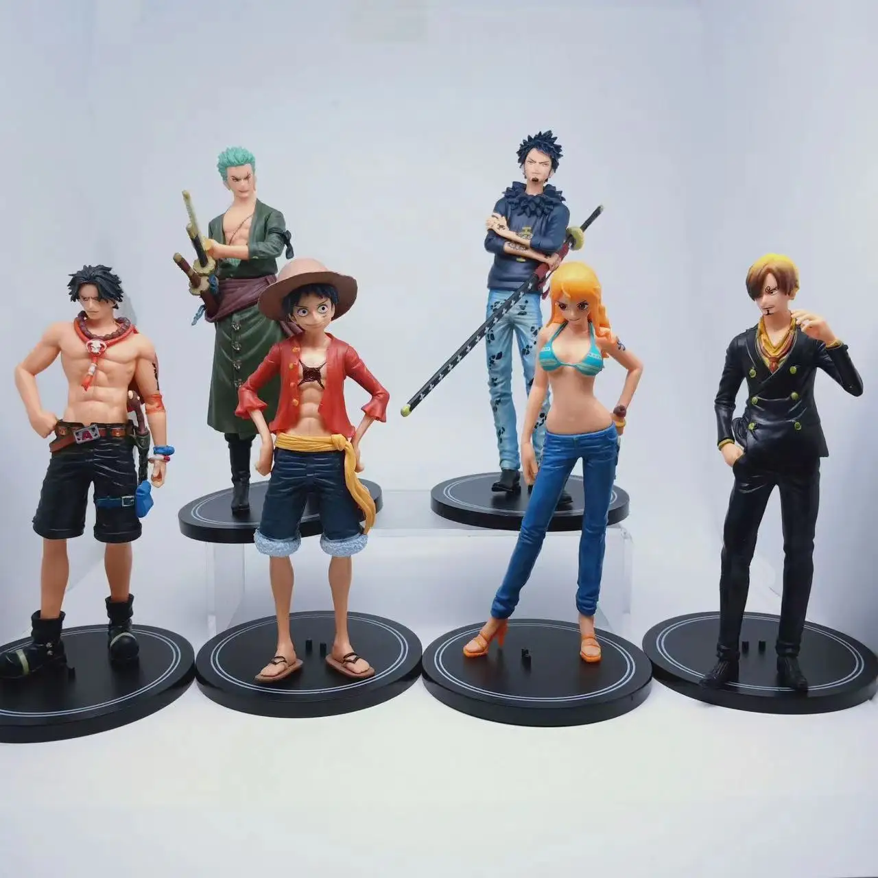 6pcs/set One Piece Luffy Nami Ace Sanji Zoro Law Collection Figure