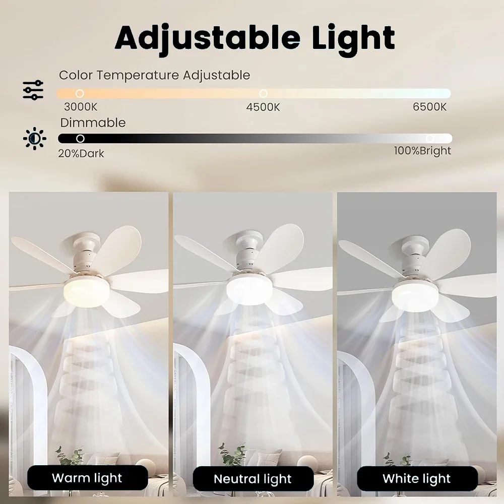 Modern Ceiling Fan Light Dimmable Fan and Light Combo Ceiling Fans with Bulb Lights and Remote Controler for Indoor Decoration