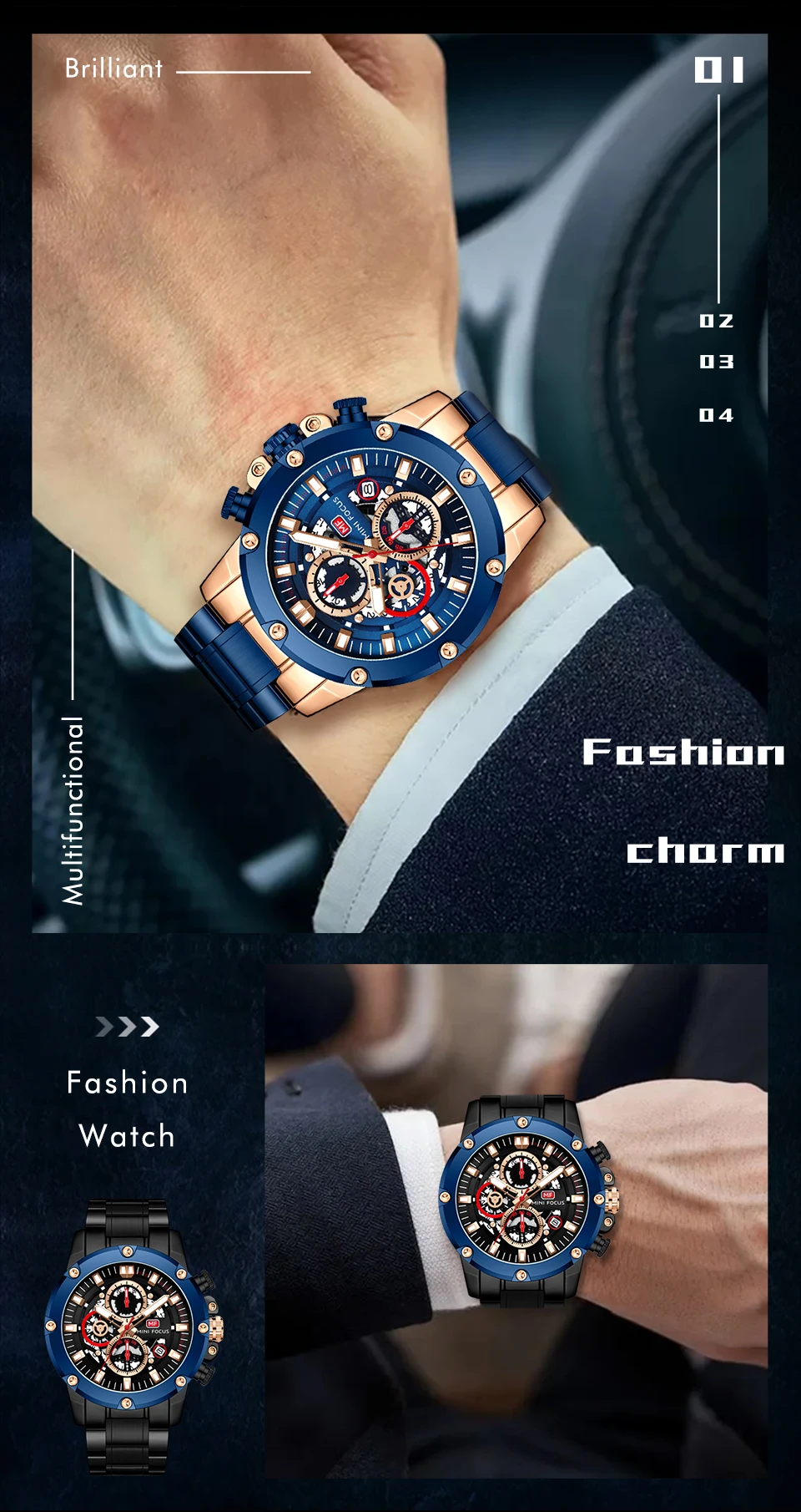 MINI FOCUS Quartz Watch for Men Waterproof_voghion.com