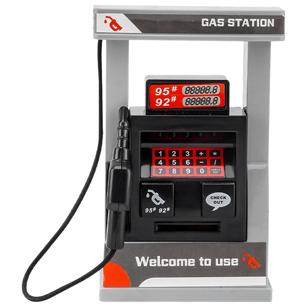 Mini Gas Station Toy Play House Simulation Plus 2 Roadblocks Children's Toys Boy Pump Miniature Decor