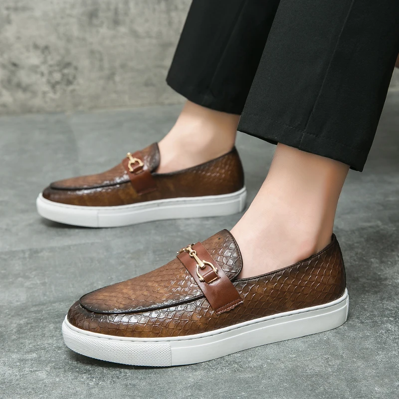 Men Casual Business Vulcanized Shoes One Foot Outdoor Comfortable Walking Shoes British Business Loafers Sizes 38-46 Men Shoes 5