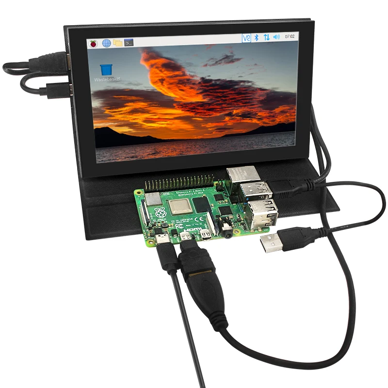 Compatível com Hdmi Tela Lcd com Suporte Case Mini Monitor Ips Touch Screen Raspberry pi Windows pc Display 1024x600 7 - Imagem 5