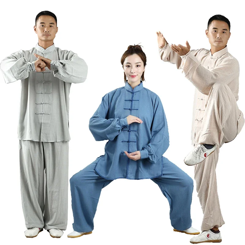 Adult Traditional Chinese Clothing Linen Wushu Tai Chi Exercise costume Men Women KungFu martial art Uniform Suit outfits tai chi clothing chinese women suit
