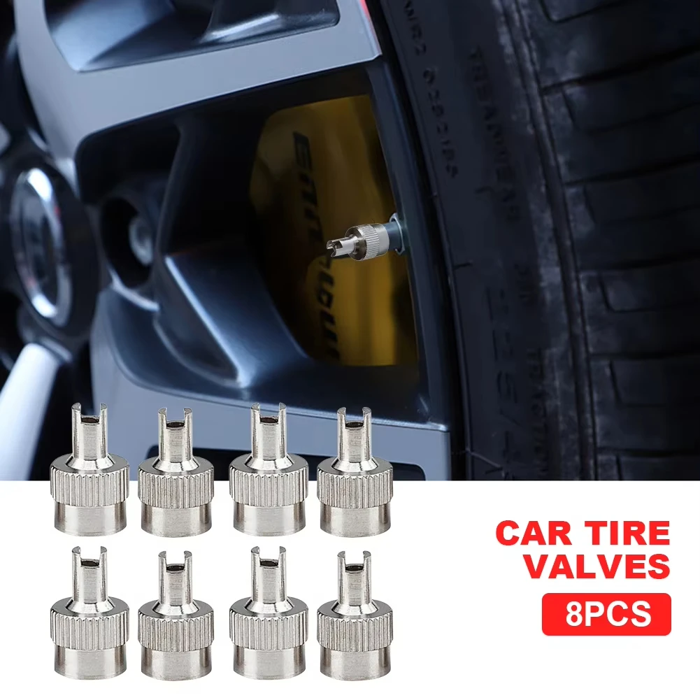 8Pcs Slotted Head Valve Stem Caps Leak-proof Copper Auto Repair Parts