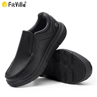 Fitville Men's Shoes Wide Width Leather Slip-On Casual Shoes Lightweight For Swollen Feet with Arch Support Pain Relief
