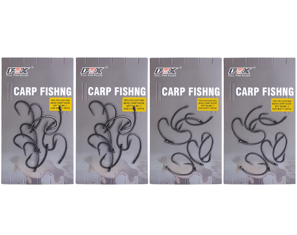 Karpfen Angelhaken 10 TEILE/LOS Pinpoint Klaue Haken PTFE Beschichtung High Carbon Edelstahl Eyed Fisch scharfe Haken für Karpfen Angeln – Detail 12
