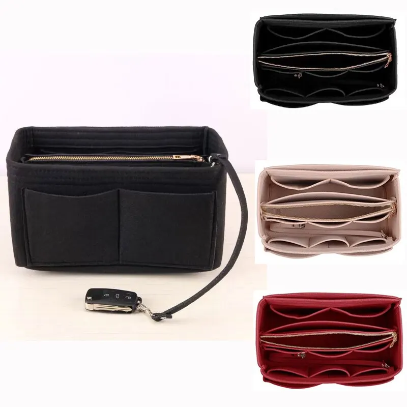 Makeup Organizer Women Make up Organizer Felt Insert Bag for Handbag Travel Inner Purse Portable Cosmetic Bag