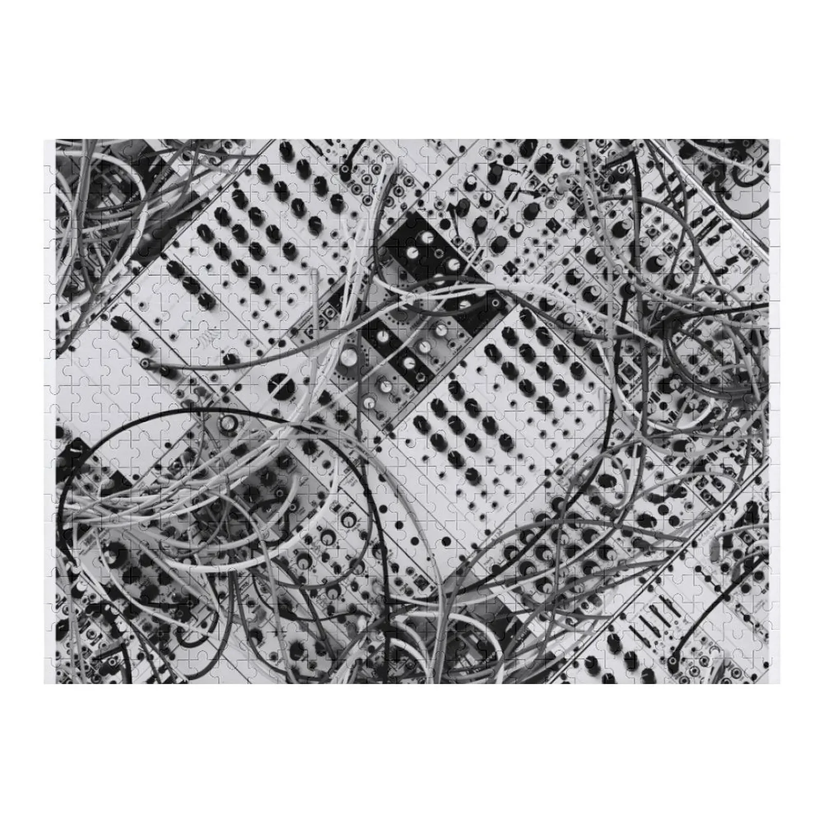 analog synthesizer - diagonal black and white illustration Jigsaw Puzzle Custom Jigsaw Personalized Puzzle