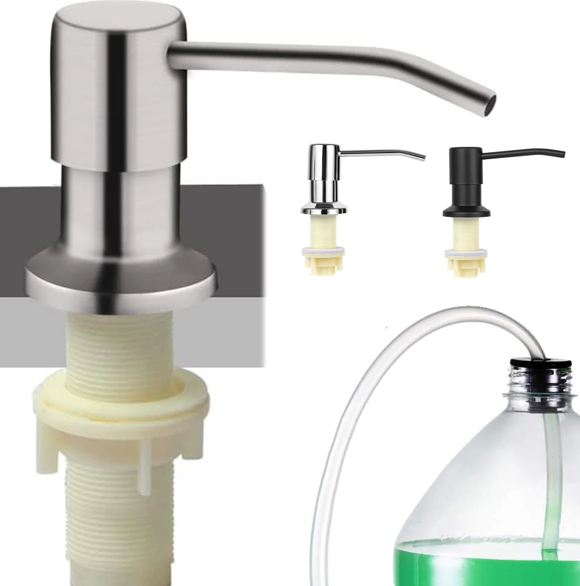 Soap Dispenser Sink Soap Dispenser for Kitchen Sink Countertop Built in Sink Soap Dispenser with Extension Tube kit No Need to Fill The Littl