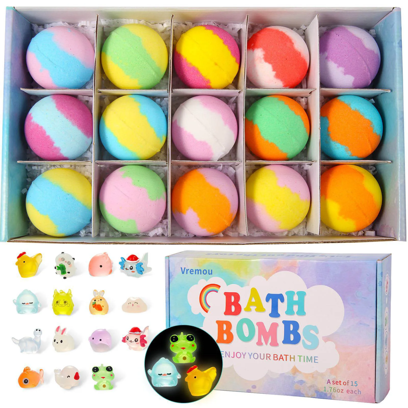 Bath Bombs Set for Kids with Surprise Toys Inside for Girls Boys-15 PCs Bubble Bath Fizz Balls Gift Set with Surprised Toy