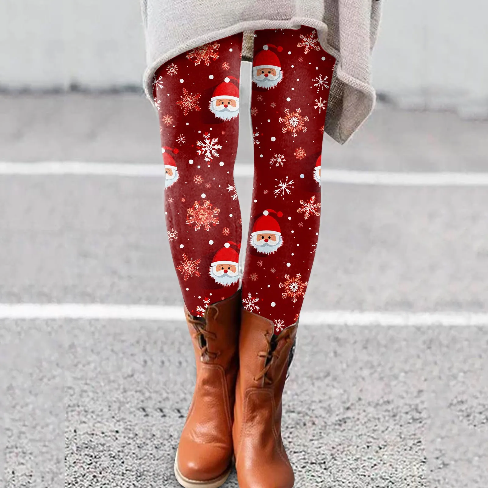 

Christmas Print Leggings Womens Elastic Waistband Casual Long Long Skinny Pants Leggings Slim Workout Polyester Leggings Ladies