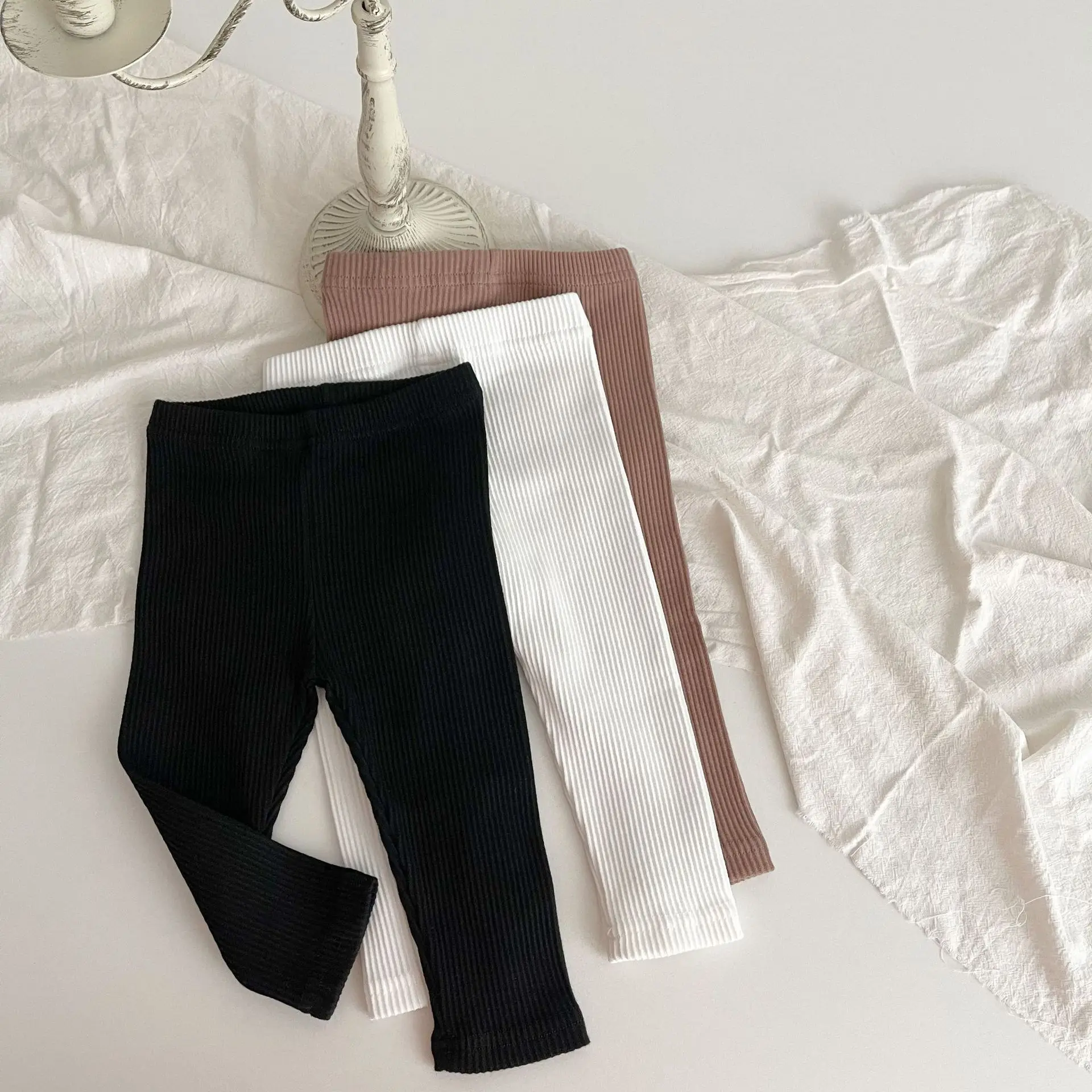 

Spring Autumn Baby Pants Newborn Girls Boy Stretch Leggings Solid Color Cotton Baby Girls Knitted Ribbed Pant Toddler Trousers