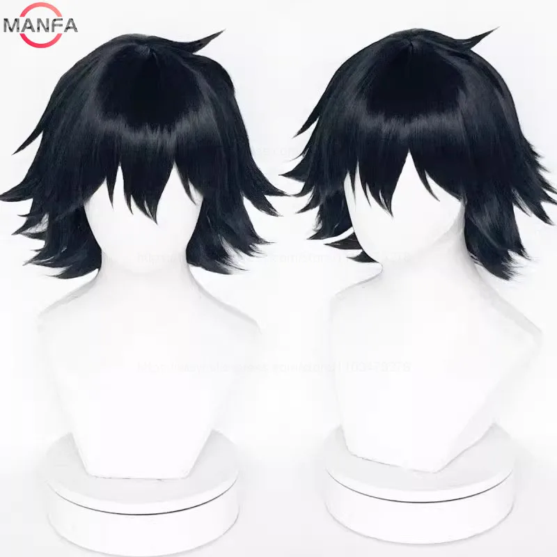 Ranpo Edogawa Cosplay Wig Cosplay Short Black Heat Resistant Hair Anime Cosplay Wigs + Wig Cap