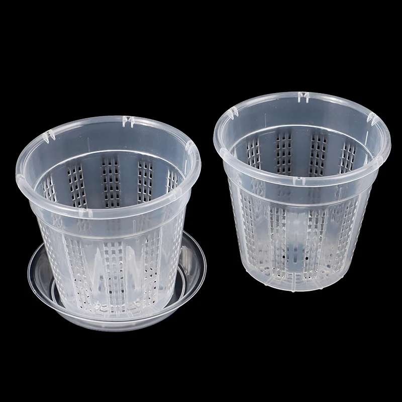รูปสินค้า 1 PC ครัวเรือน Garden Planter ระบายน้ําหม้อหลุมโปร่งใส Orchid ตะกร้าพลาสติก Breathable ดอกไม้หม้ออุปกรณ์เสริม
