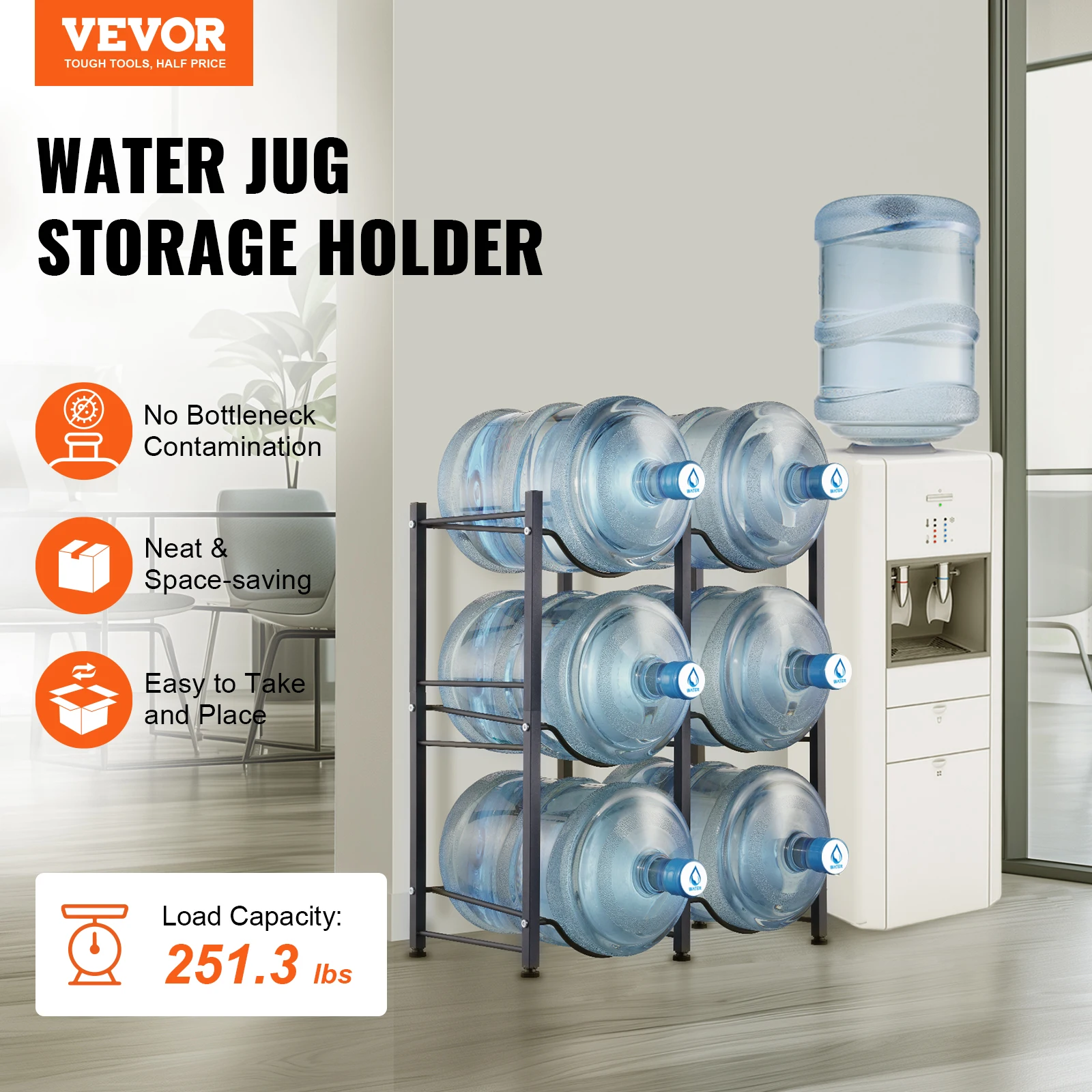 SucceBuy3/4/5 Tiers Water Jug Holder iron Water Bottle Holder - Main Image