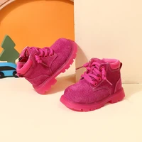 2024 New Autumn Baby Boots Leather Boys Ankle Boots Orange Soft Sole Non-slip Fashion Toddler Girls Boots 3