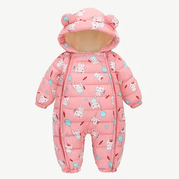 Romper Outerwear Bear Ear Hooded Snowsuit Jumpsuit Zipper Winter Clothing Newborn Baby Boys Girls Hooded Coat Jacket Snowsuits 2