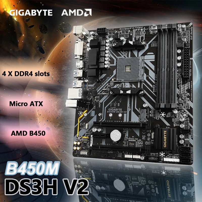 Gigabyte New GA B450M DS3H V2 Micro ATX AMD B450 4DDR4 USB 3.1 Gen1