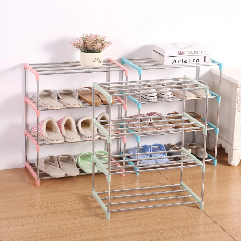 

Shoe Rack 4 Layer Shoe Organizer Rack Ultra-thin Shoe Rack Metal Detachable Shoe Shelf Vertical Space-saving Hallway Furniture