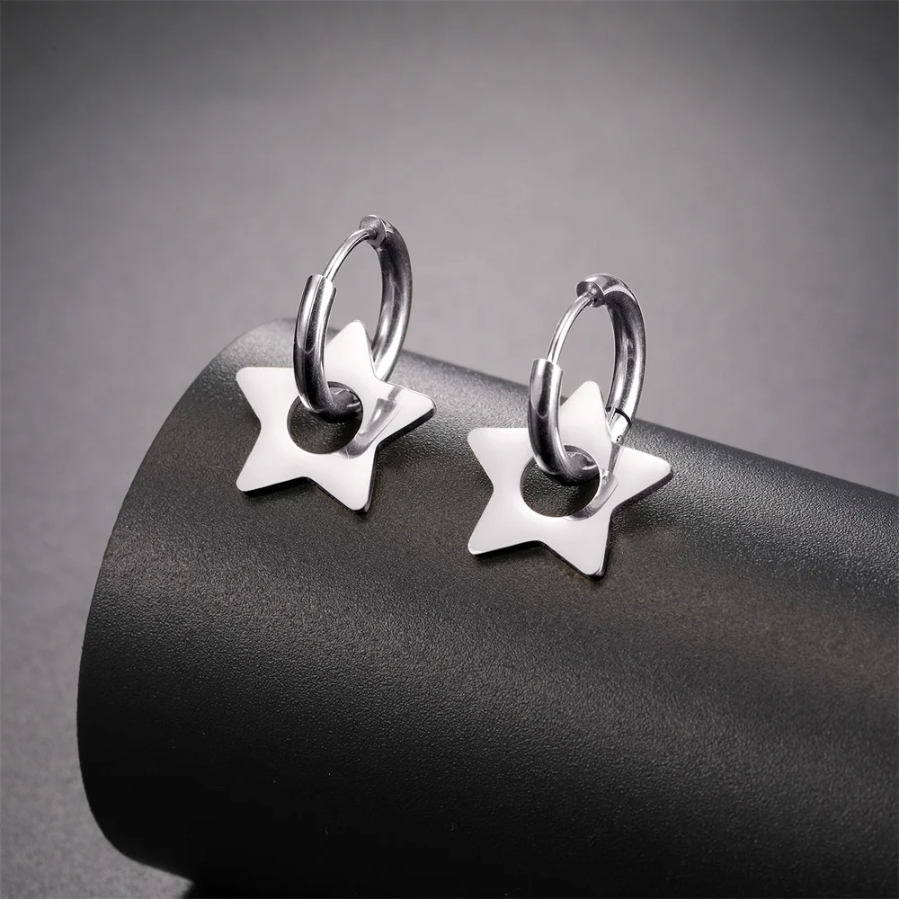 Edelstahl Ohrringe Frau Mond Stern Blume Anhänger Creolen 2023 Neue Leben des Baumes kolczyki Schmuck aretes de mujer – Detail 28