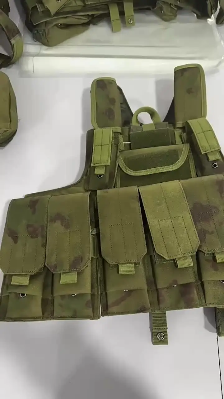 Olive Green Tactical Vest - USMC Style MOLLE Assault Rig For Airsoft & Paintball