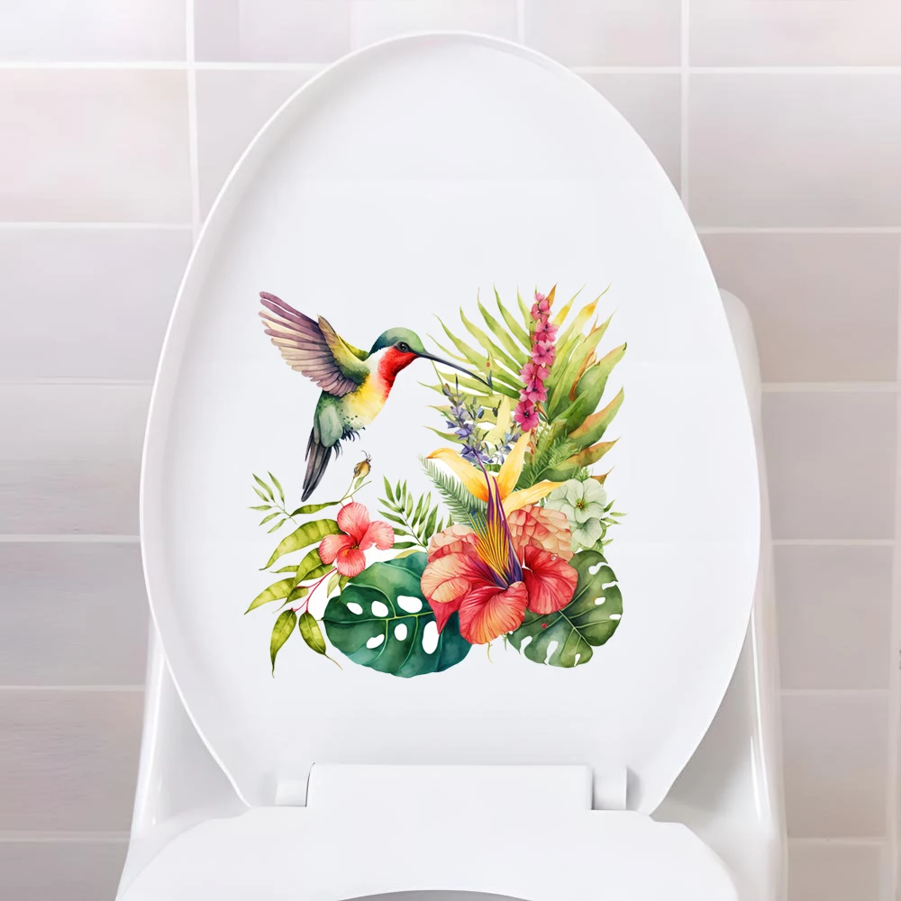 Hummingbird Wall Sticker Bathroom Toilet Decor Living Room Cabinet Home Decoration Decals Adhesive Mural Beautify PVC