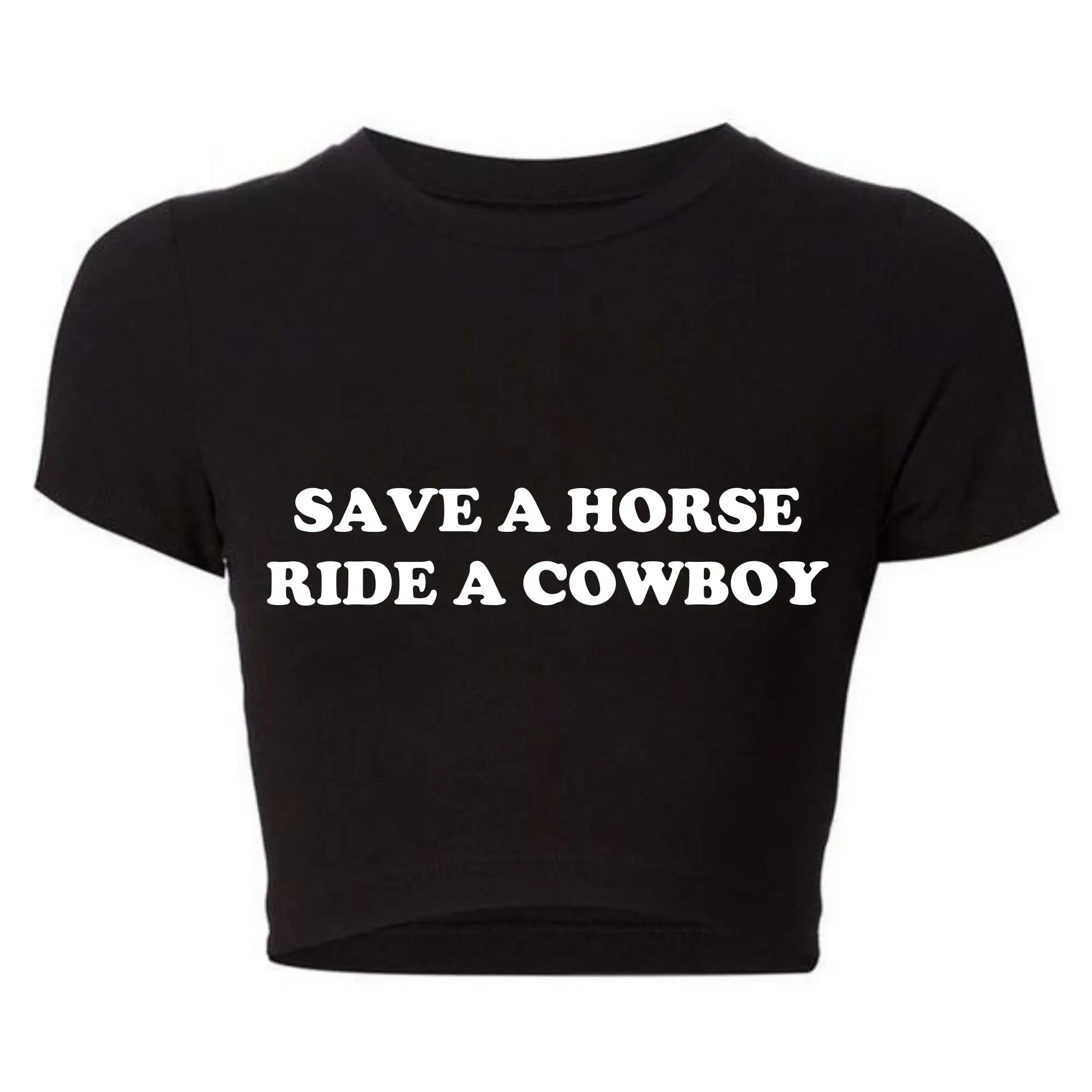 

Save A Horse Ride A Cowboy Women Crop Top O Neck Baby Tee Y2k Clothing 2000s Grunge Goth T Shirt Vintage Kawaii Tshirt Female