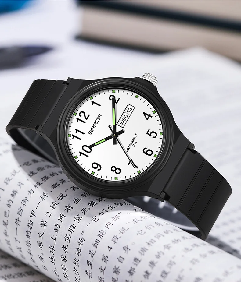 SANDA 9072 Students Watches New Design Soft TPU Strap Water Resistant Quartz Movement Outdoor Sports Analog Wrist Watch 5