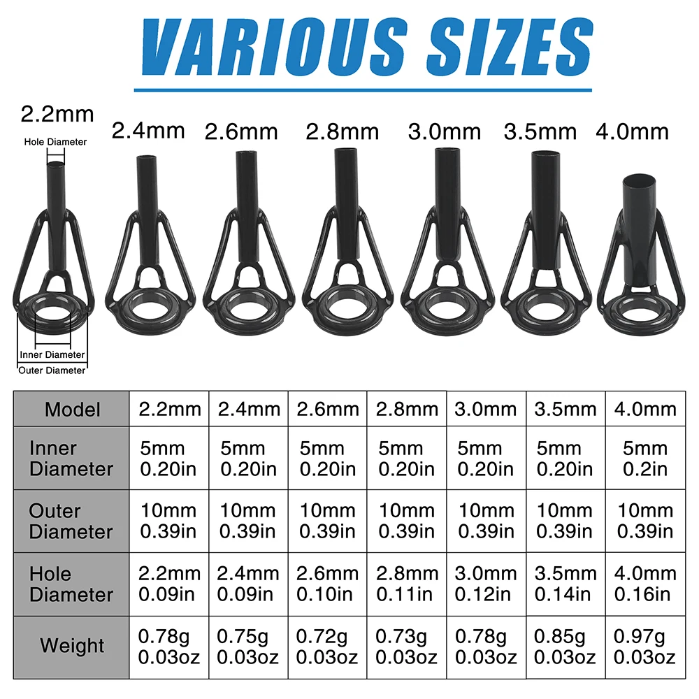 7Pcs/14Pcs Angelrute Spitze Guides Reparatur Kit Edelstahl Rahmen Keramik Ring Spinning Casting Angelrute angelgerät Zubehör – Detail 2