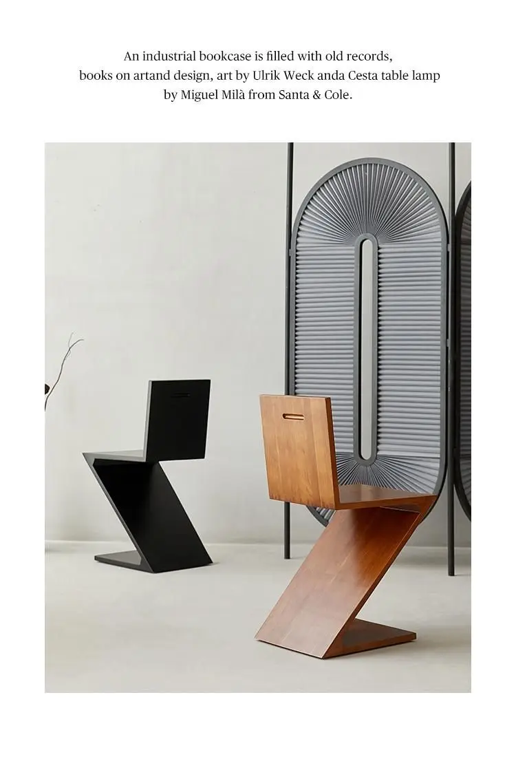 Description Picture 3 of itemNordic Z-chair household dining chair light luxury medieval solid wood modern simple designer creative special-shaped furniture