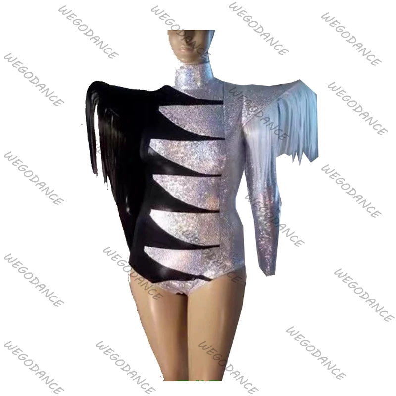 

Black And White Patchwork Nightclub Bars Party Tight Fitting Gowns Gogo Singer Performance Costumes