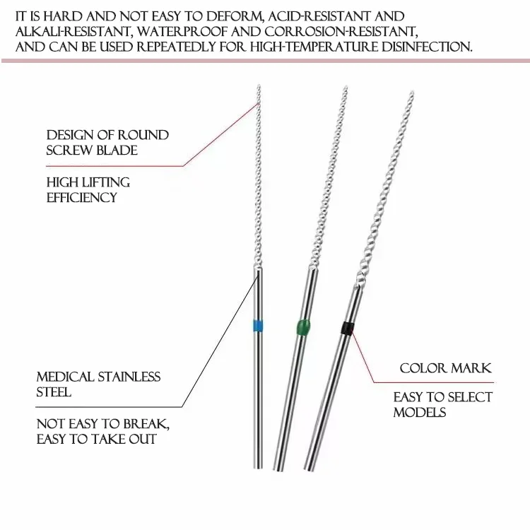 ResyDental Stainless Steel Dental U-Files for Root Canal Cleaning Endodontic Files For Ultrasonic Scaler 1 Pack 3
