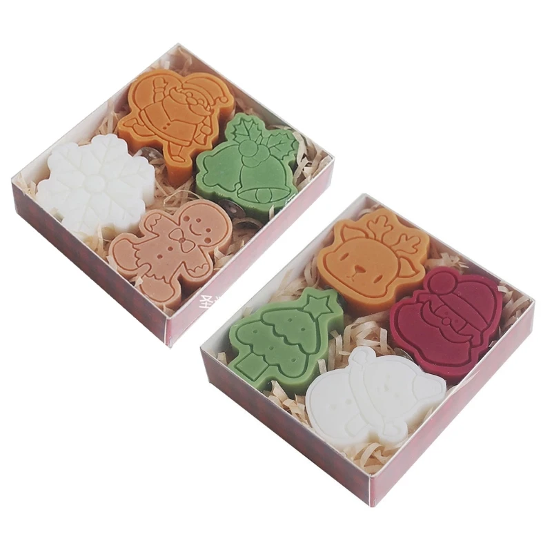 

4Pcs Christmas Snowman Gingerbreads Man Holiday Party Candle Aroma Birthday Gift