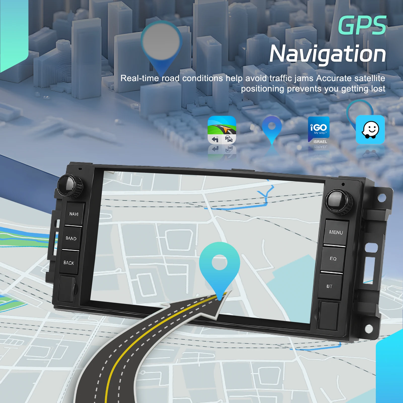 Radio para coche Podofo Android 2 Din 4G + 64G 7" para Chevrolet/Chrysler/Jeep/Dodge, estéreo para coche, Wifi, navegación GPS, sistema inteligente para coche, CarPlay, Android, unidad principal, BT, FM, Autoradio 2