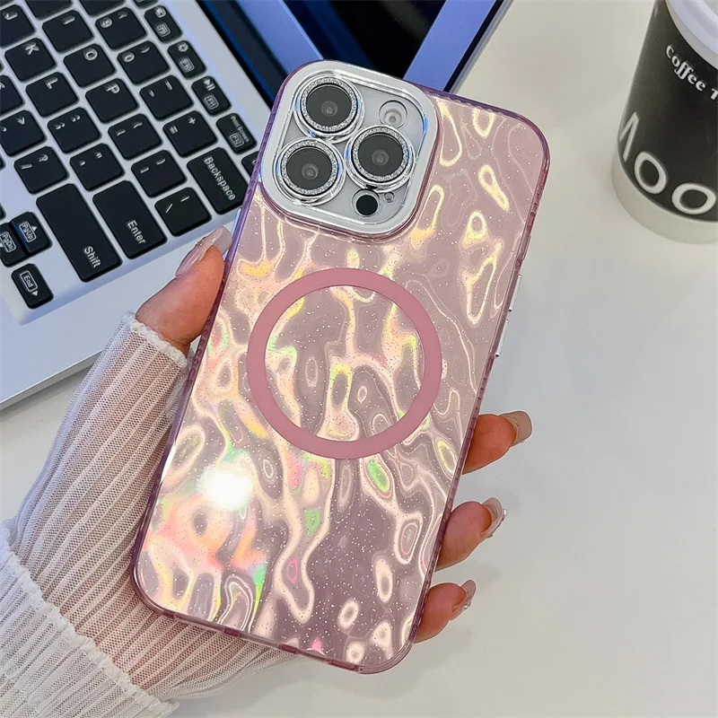 Magnetic Laser Glitter Phone Case For Iphone With Magsafe Support_voghion.com