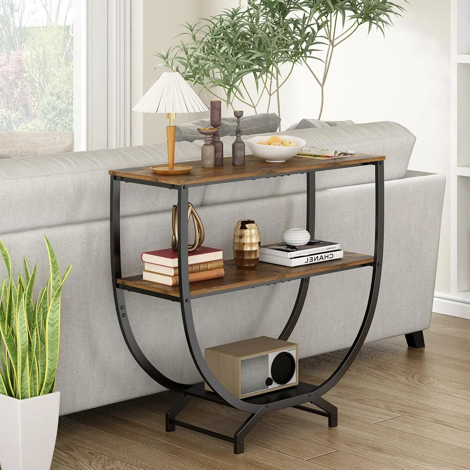 3-Tier Industrial Console Table 6